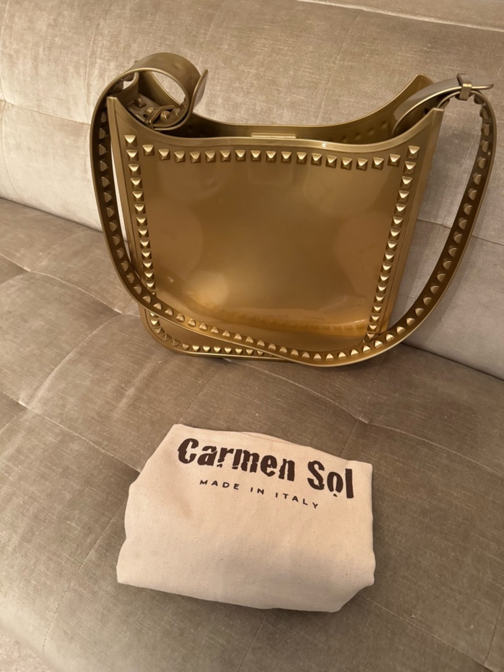 Carmen Sol Gold Studded Shoulder Bag